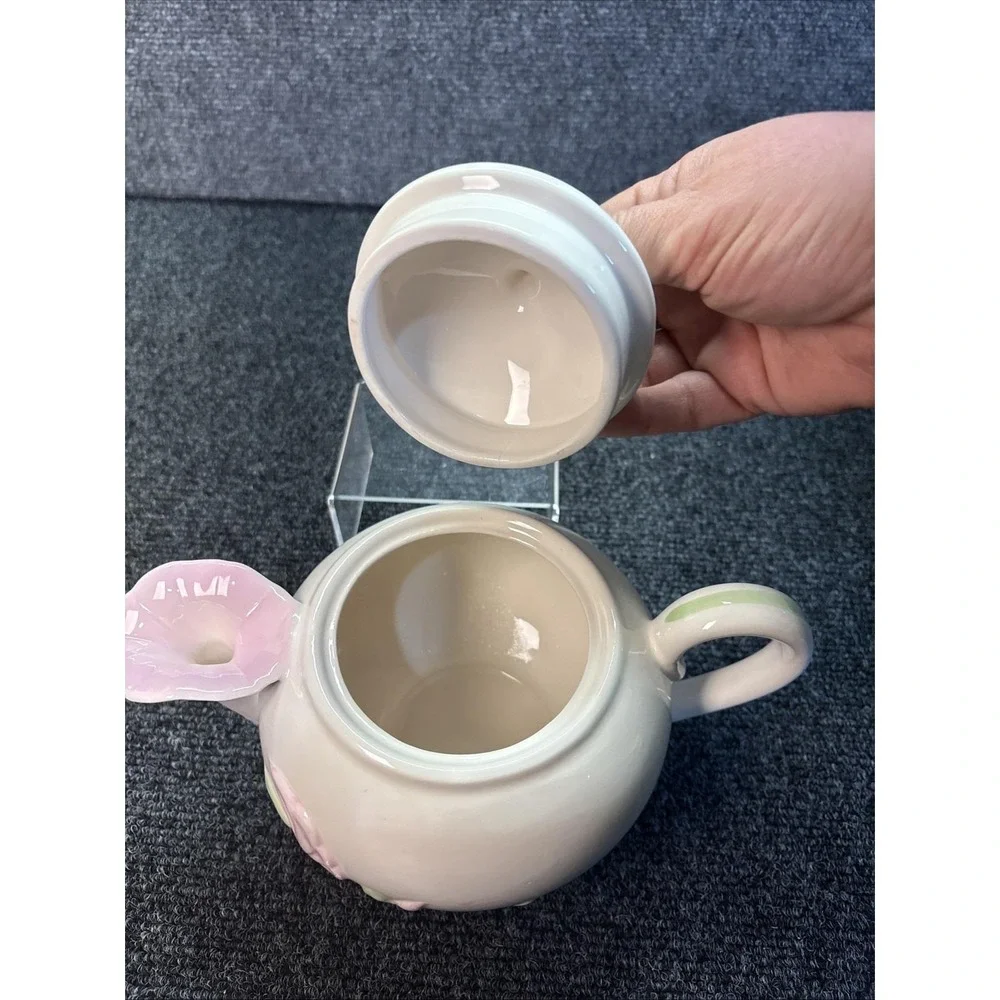 Vtg~Teleflora Pink Morning Glory Teapot~4 Cups~Ceramic